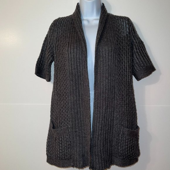 Banana Republic Sweaters - BANANA REPUBLIC Slate Gray Knit Open Front Sweater Pockets EUC XS